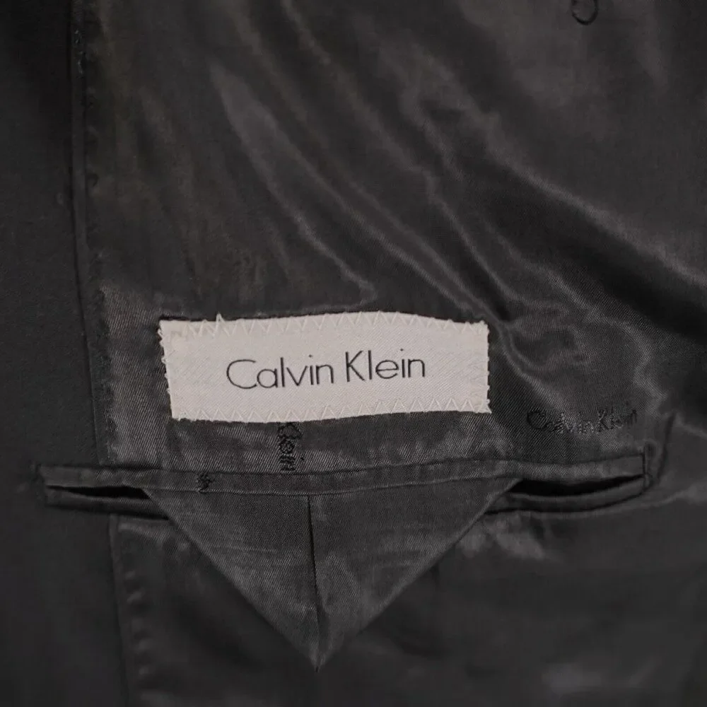 Calvin Klein‎ Black Wool Peak Label 2 Button Blazer / Suit Jacket 40R Tagged 44L